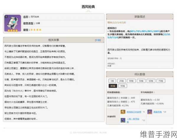 原神西风秘典武器全方位解析与升级指南