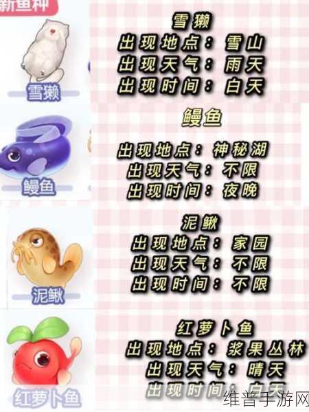 摩尔庄园手游神秘湖鱼类大揭秘