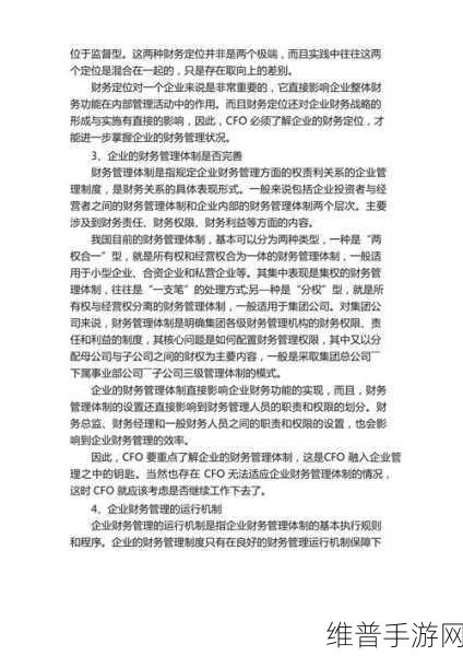 CFO战队：提升企业财务管理，拓展CFO战队的战略新布局