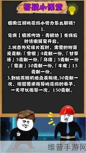 烟雨江湖桃花坞小势力解锁秘籍大公开