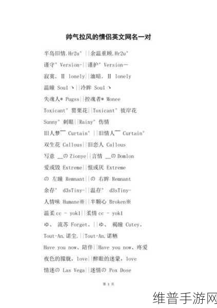 2023欧美个性情侣网名精选：当然可以！以下是一些关于2023欧美个性情侣网名精选的扩展标题，均不少于10个字：