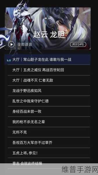王者荣耀深度攻略，赵云淬星耀世台词全解析