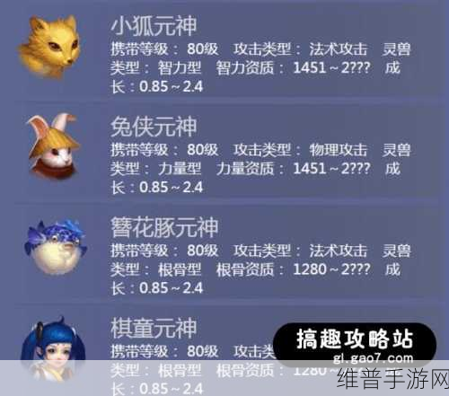 倩女幽魂手游小狐图鉴，宠物小狐属性深度解析