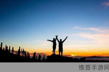 两人一起到达巅峰：1. 一起攀登巅峰，共享成功的喜悦