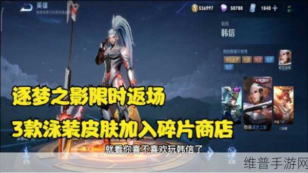 王者荣耀韩信逐梦之影价格揭秘与新皮肤价格全览