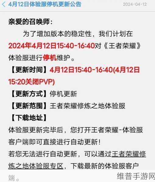 王者荣耀不停机更新进不去？原因大揭秘与解决方案