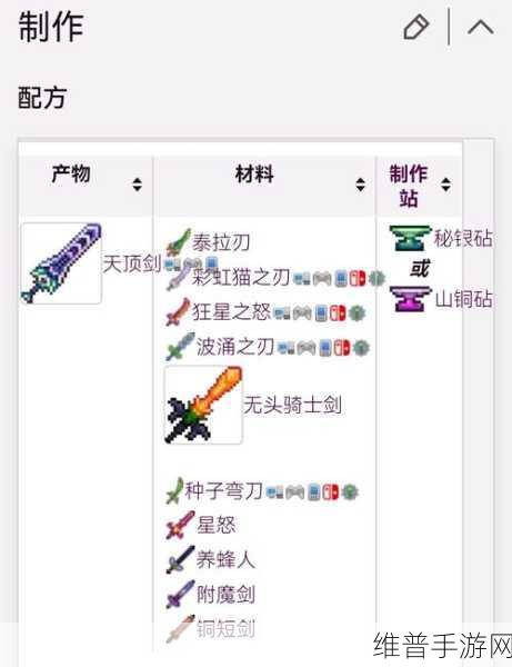 泰拉瑞亚手游，天顶剑合成秘籍大公开