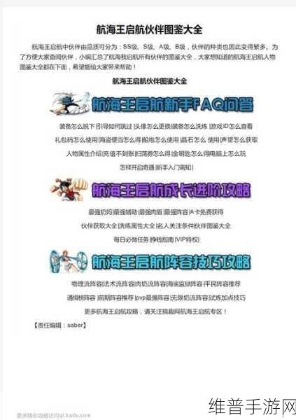 航海王启航，最强战队搭配秘籍