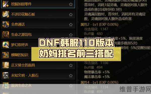 DNF110 级版本奶妈毕业装备完美搭配攻略 2022