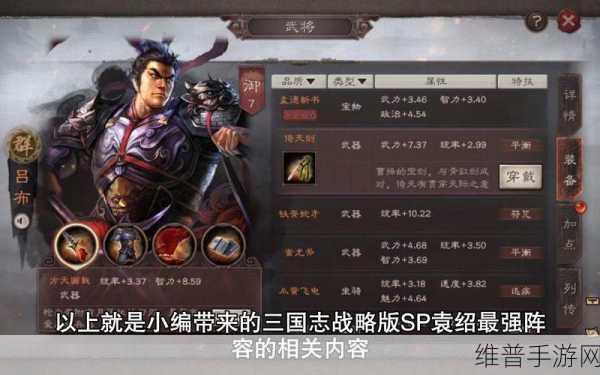 三国志战略版,袁绍最强阵容搭配秘籍