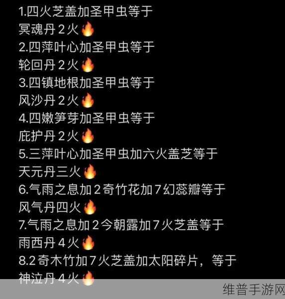 创造与魔法丹药分类及效果全解析
