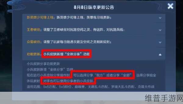 王者荣耀小兵皮肤共享秘籍，让队友也能炫酷出击
