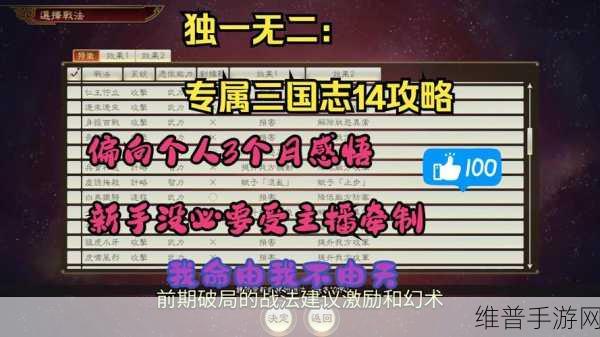 三国志 14 新手畅玩指南