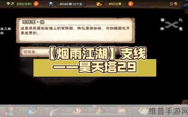 烟雨江湖昊天塔支线任务全攻略，解锁隐藏奖励的秘籍