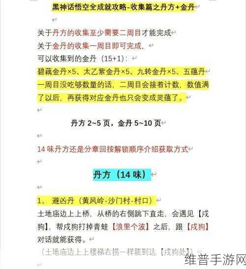 黑神话悟空朝元膏丹方获取全攻略