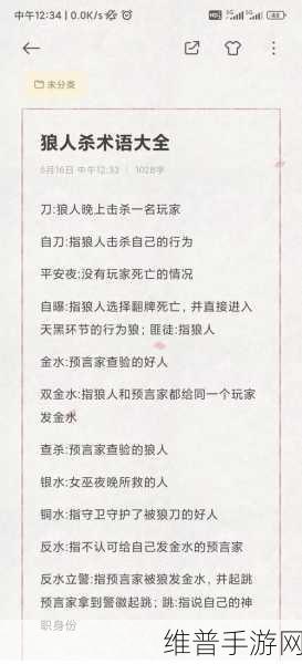狼人杀手游术语全解析，成为推理大师的必备指南