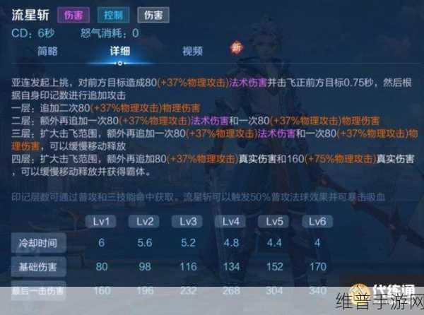 王者荣耀亚连英雄深度解析，技能机制与连招策略