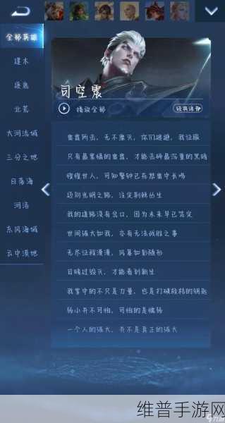 王者荣耀英雄深度解析，司空震的背景故事与角色魅力