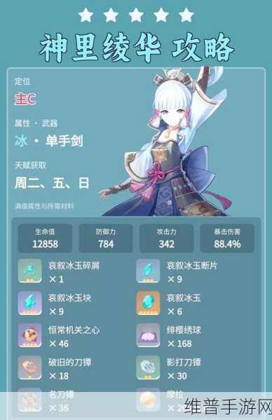原神神里绫华圣遗物武器词条搭配深度攻略