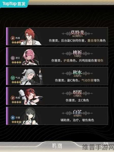 鸣潮强力四星角色深度解析,打造顶尖战斗力的必备之选!