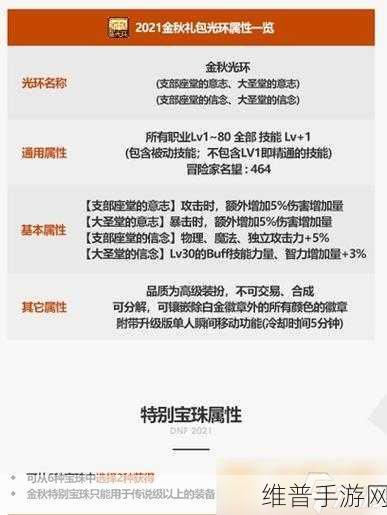 DNF手游金秋光环属性全解析,打造你的战斗新助力