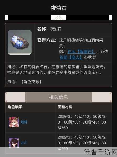 原神夜泊石全攻略，深度解析夜泊石的作用与获取途径