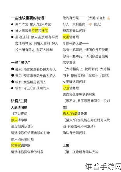 狼人杀前置位术语全攻略，揭秘发言隐藏的逻辑与策略