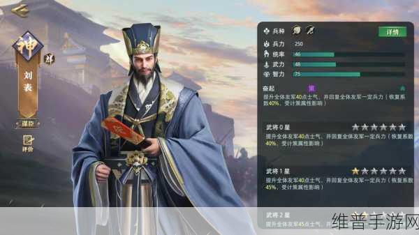 潮爆三国刘表角色深度剖析，加点与技能搭配策略，铸就全能法术坦克之路