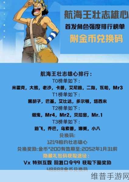 航海王壮志雄心2024最新兑换码全攻略