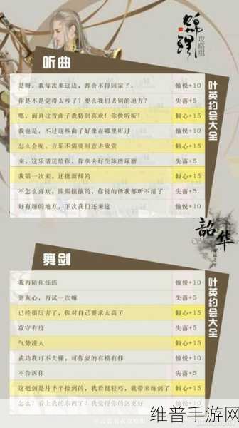 叶英云裳羽衣踏青全攻略，好感度飙升与高分选择秘籍