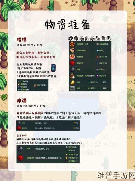 星露谷物语沙漠矿洞无电梯挑战攻略详解
