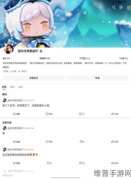 探索迷你世界顶尖玩家，落落桑麻的迷你号深度揭秘