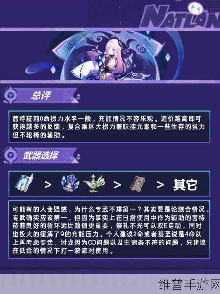 原神新角色茜特菈莉技能全解析及强度评估