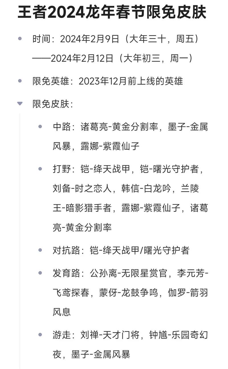 王者荣耀 2024 新年活动送皮肤探秘，真相究竟如何？