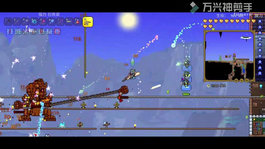 泰拉瑞亚,机关枪与巨齿鲨的实力大比拼