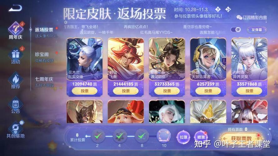 王者荣耀七周年返场皮肤大揭秘