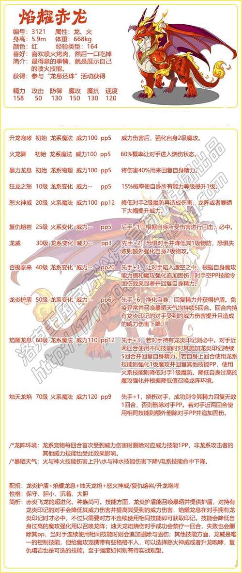 洛克王国手游,龙族霸主赤炎飞龙全解析